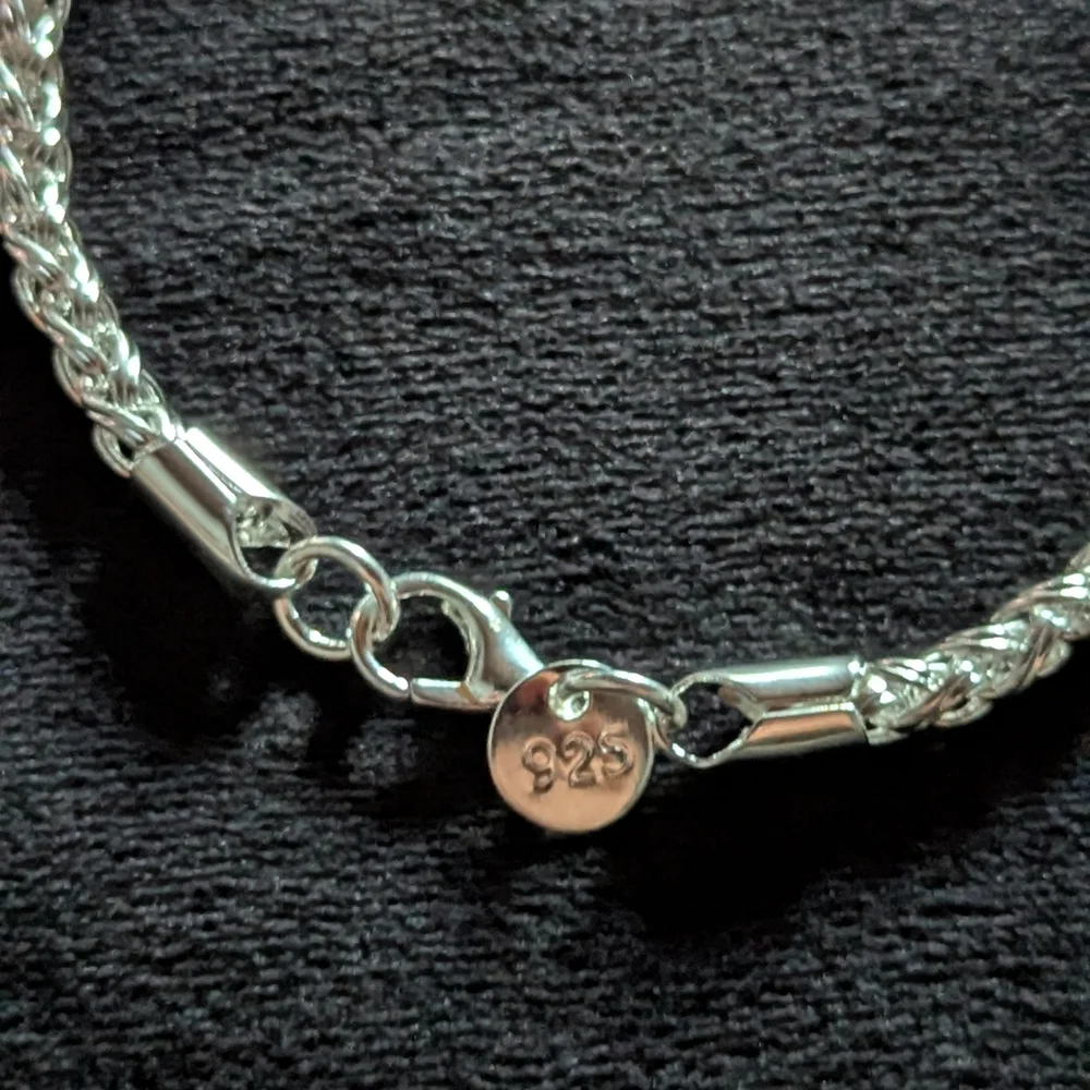 Sterling Silver 925 Chain Bracelet 4mm Women - Picture 4 of 7
